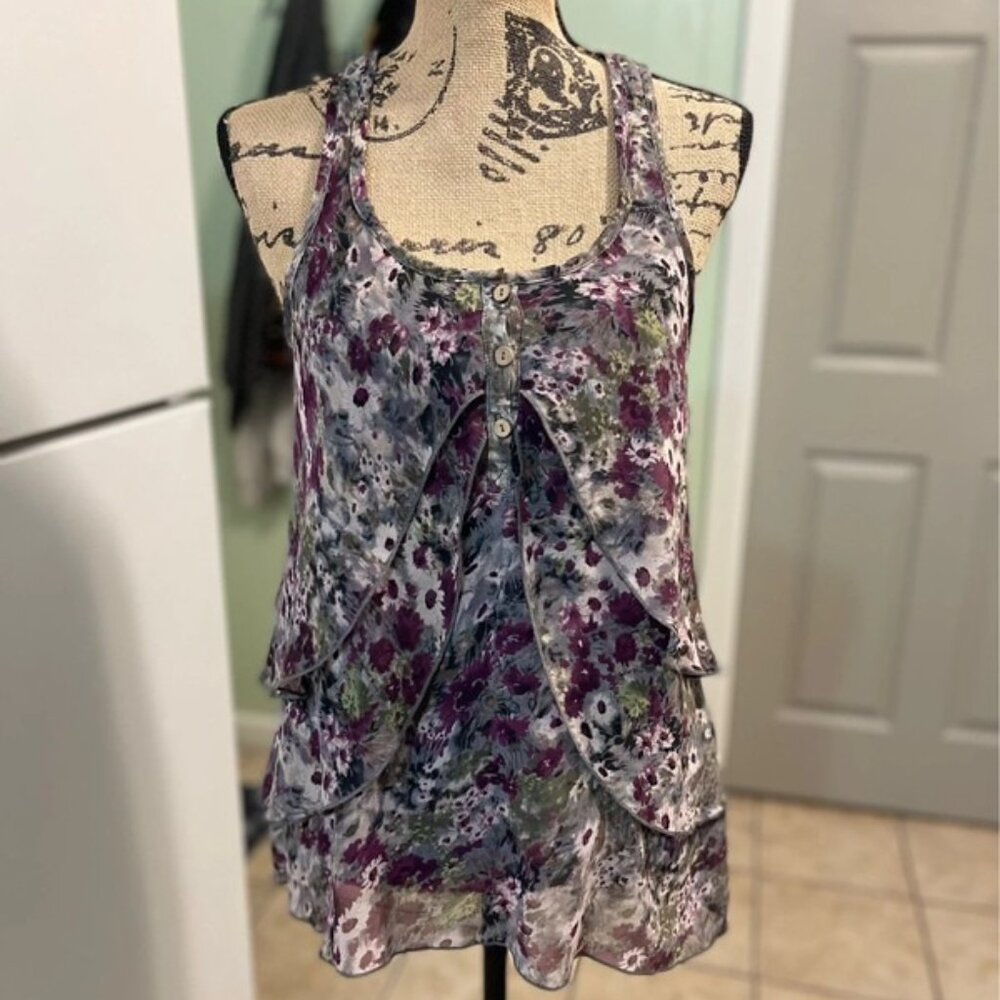 Marissa Elegant Purple and Gray Blouse with Sophisticated Style